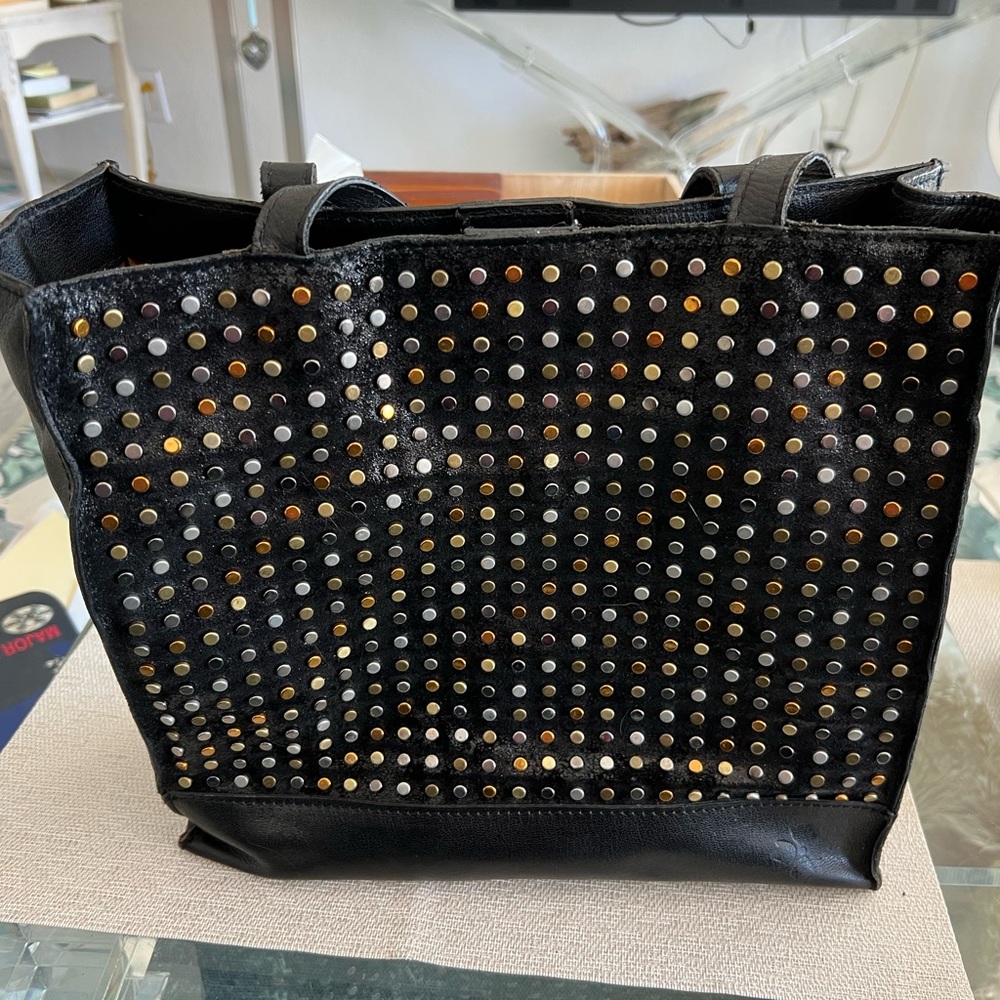 Patricia Nash Black Tote with Gold and Silver Accents